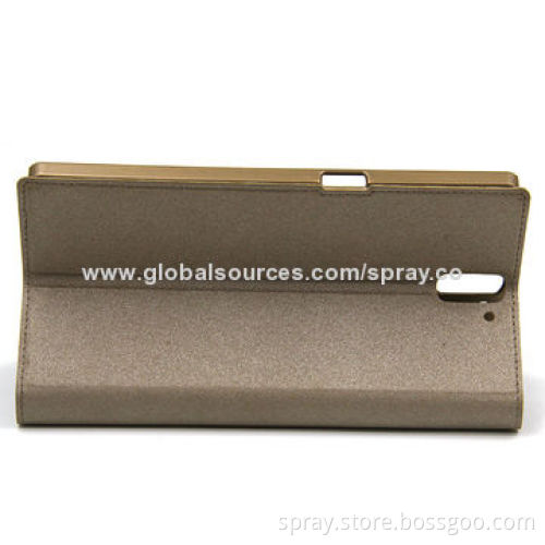 PU Leather Case for Mobile Phone, with Clear Window and Stand